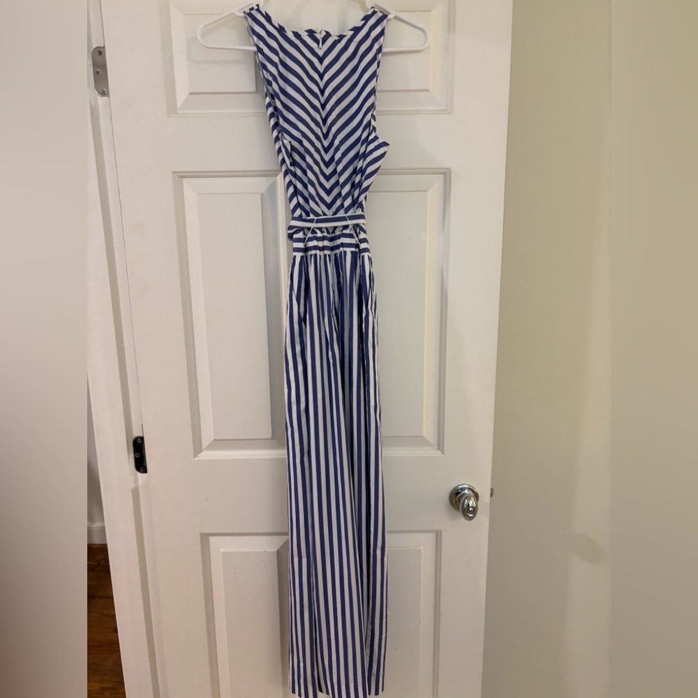 J. Crew Blue and White Striped Jumpsuit
